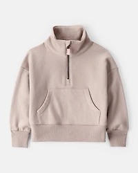 Toddler Girl Long-Sleeve Quarter-Zip Pullover Sweatshirt - Brown