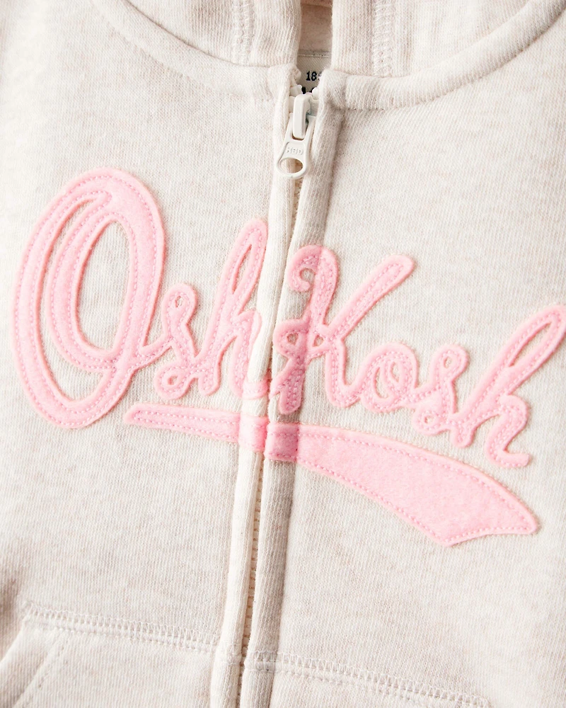 Baby Girl DayDream Fleece Hooded Zip-Up Jacket - Oatmeal
