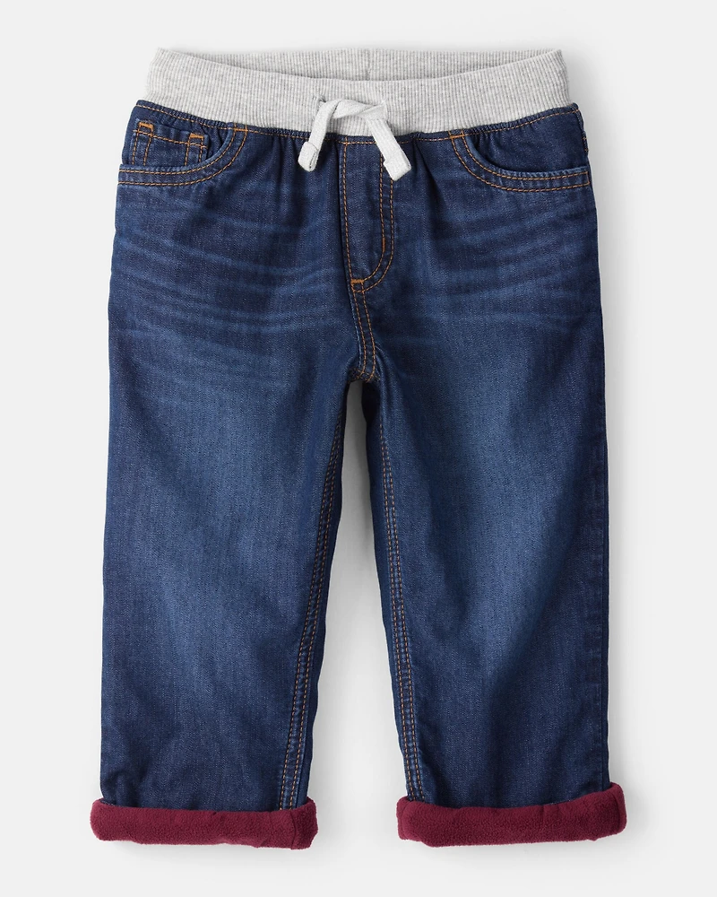 Toddler Boy Lined Dark Wash Straight Jeans