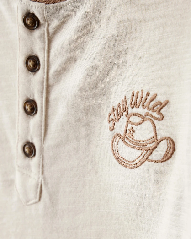 Toddler Boy Stay Wild Henley Top