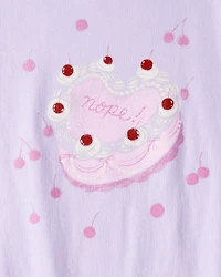 Girls Heart Cake Short-Sleeve Graphic Tee - Purple