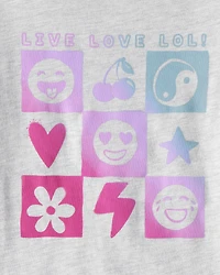 Girls Live Love Long-Sleeve Graphic Tee - Grey