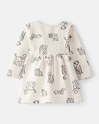 Baby Girl DayDream Fleece Puppy Knit Dress - Ivory
