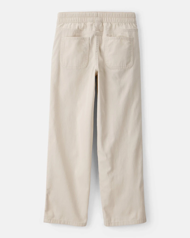 Girls Cotton Wide-Leg Pants - Cream