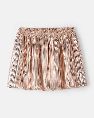Toddler Girl Metallic Pleated Skirt - Gold