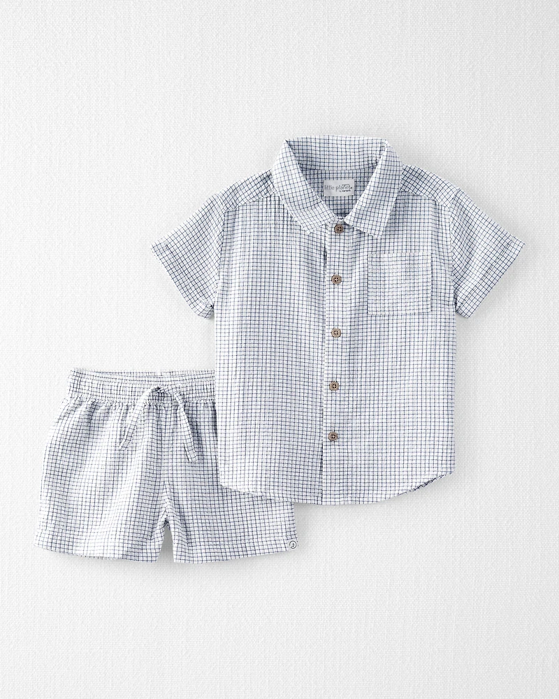 Toddler 2-Piece Organic Cotton Gauze Checkered Set