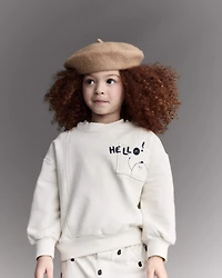 Toddler 'Hello!' Pullover Sweatshirt - Cream