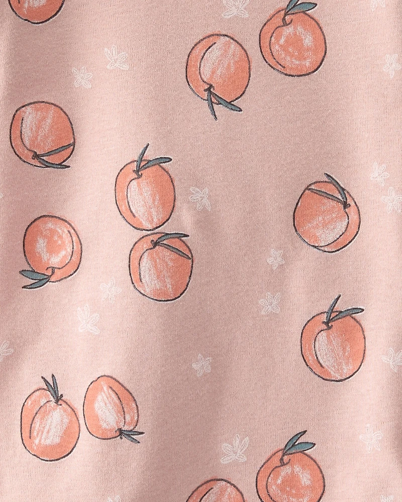 Toddler Organic Cotton Pajamas in Peach Print