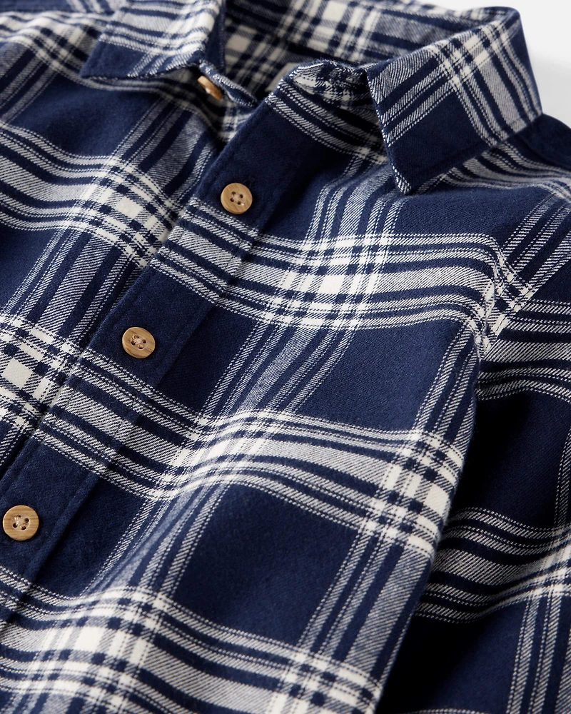Toddler Organic Cotton Button-Front Flannel Shirt