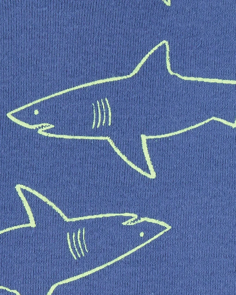 Toddler 4-Piece Shark Surfboard 100% Snug Fit Cotton Pajamas - Blue