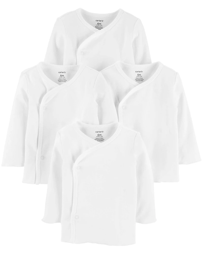 Baby 4-Pack Side-Snap Tees - White