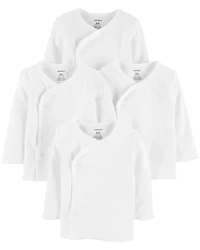 Baby 4-Pack Side-Snap Tees - White