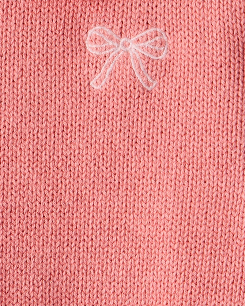 Baby Girl Bow Cotton Long-Sleeve Sweater - Pink