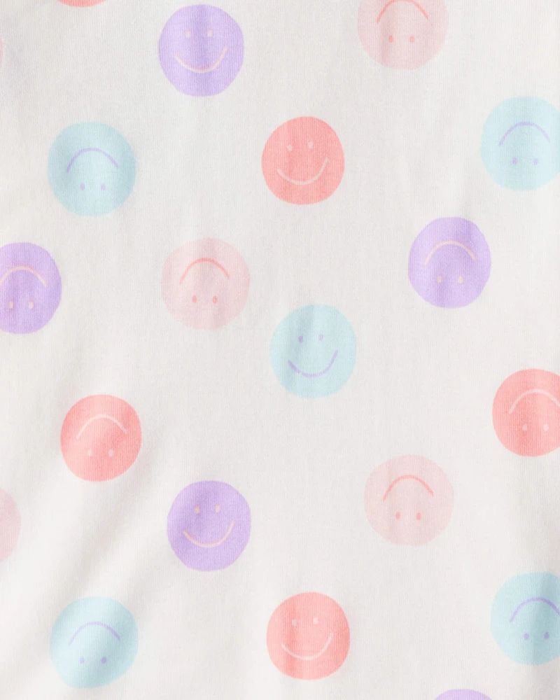 Girls Rainbow Print 100% Cotton Long-Sleeve 4-Piece Pajamas - White