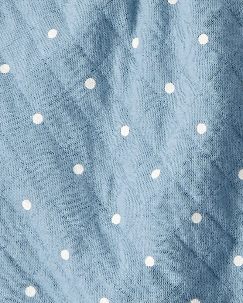 Baby 3-Piece Polka Dot Quilted Little Vest Set - Blue/Ivory