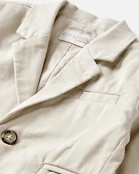 Baby Linen Blazer Made with Organic Cotton - Khaki