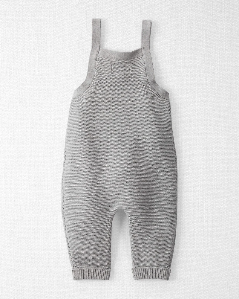 Baby Organic Cotton Sweater Knit Overalls in Heather Grey