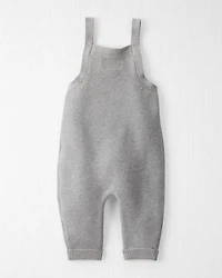 Baby Organic Cotton Sweater Knit Overalls in Heather Grey