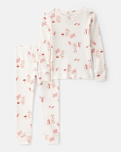 Toddler 2-Piece Bunny Floral 100% Snug Fit Cotton Pajamas - Ivory