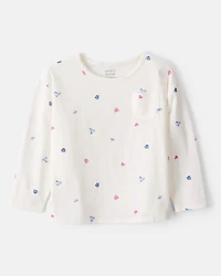 Toddler Girl Winter Print Long-Sleeve Top - White