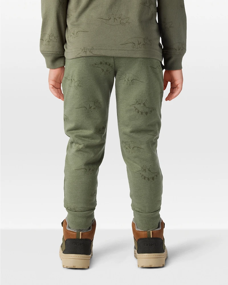 Toddler Boy Dinosaur French Terry Jogger - Green