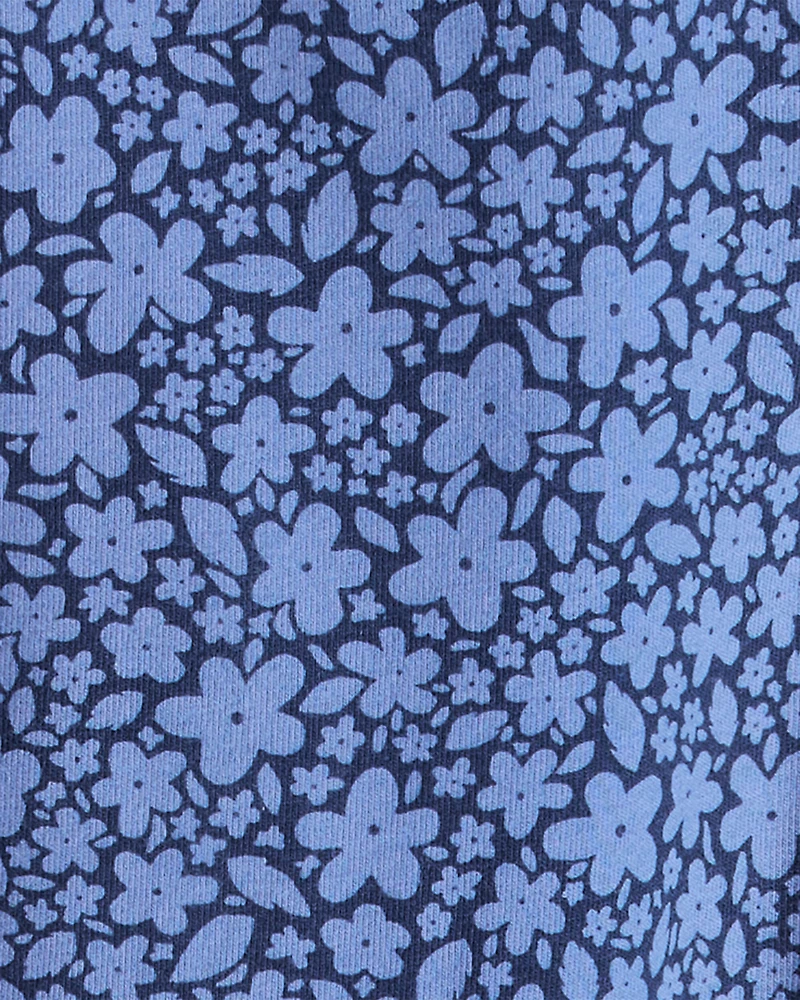 Girls Cotton Floral Stretch Flare Leggings - Purple