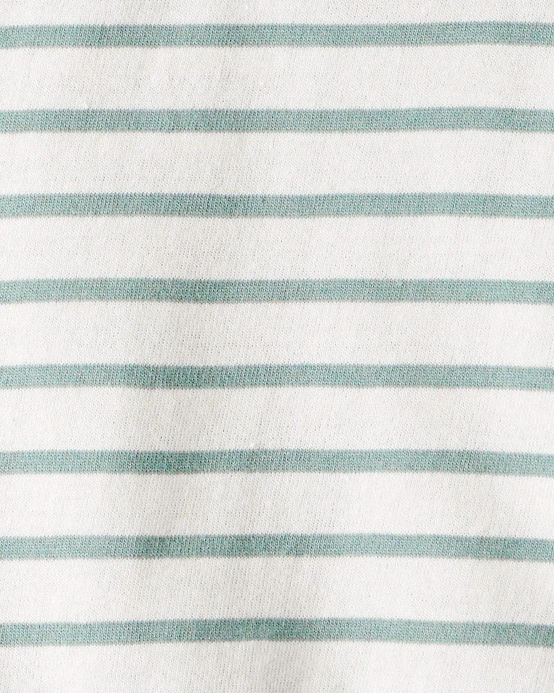 Toddler Girl Striped Short-Sleeve Peplum Top - White/Green
