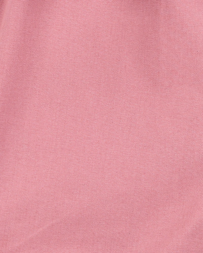 Baby Girl Sleeveless Canvas Romper -Pink