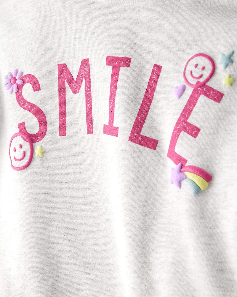 Toddler Girl Smile Long-Sleeve Top & Tulle Skirt Set - Grey/Pink