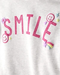 Toddler Girl Smile Long-Sleeve Top & Tulle Skirt Set - Grey/Pink