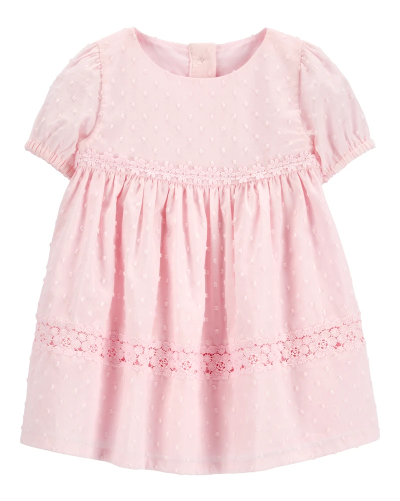 Baby Textured Babydoll Dress- Pink