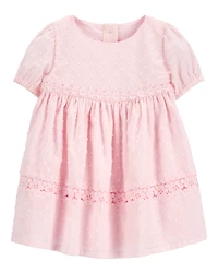Baby Textured Babydoll Dress- Pink