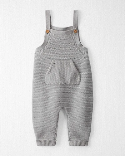 Baby Organic Cotton Sweater Knit Overalls Heather Grey