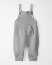 Baby Organic Cotton Sweater Knit Overalls Heather Grey