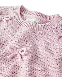 Baby Girl 2-Piece Organic Cotton Bow Sweater Knit Set