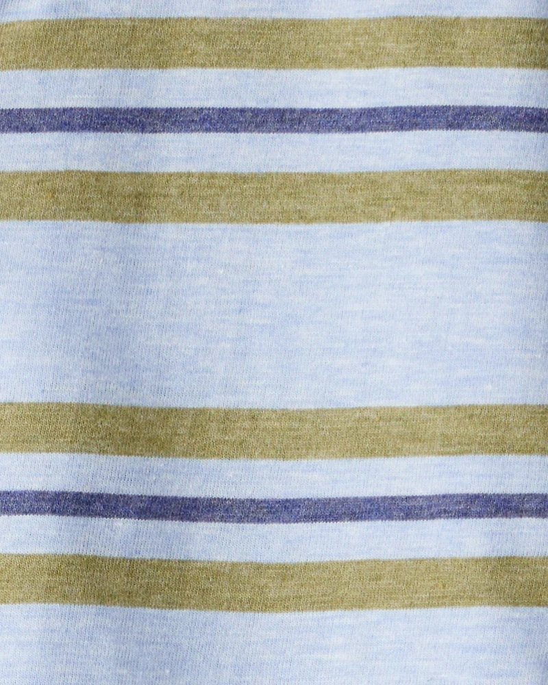 Toddler Boy Striped Short-Sleeve Henley Tee - Blue