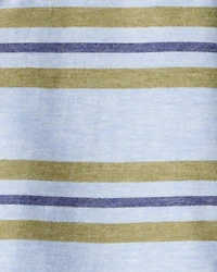 Toddler Boy Striped Short-Sleeve Henley Tee - Blue