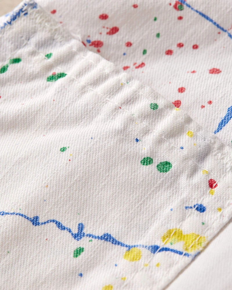 Toddler 2T Vintage Scatter Paint Print Denim Overalls from the OshKosh Archive Release, circa 1990s