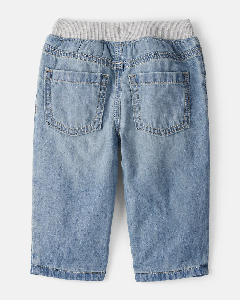 Baby Boy Lined Light Wash Straight Jeans
