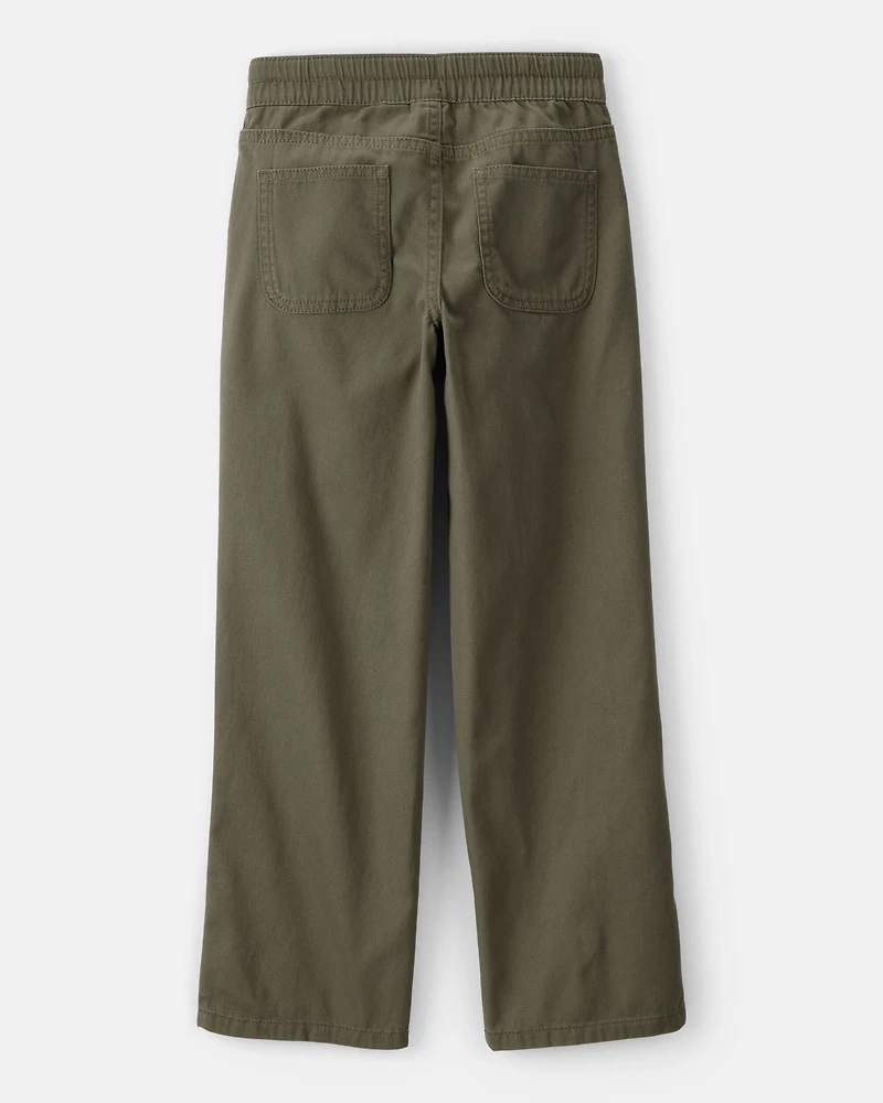 Girls Cotton Wide-Leg Pants - Green