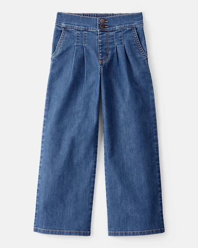 Kid Denim Wide Leg Pants - 70s Blue Wash