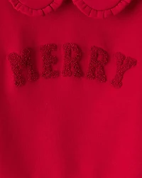 Toddler Girl DayDream Fleece Christmas Merry Long-Sleeve Pullover Sweatshirt - Red