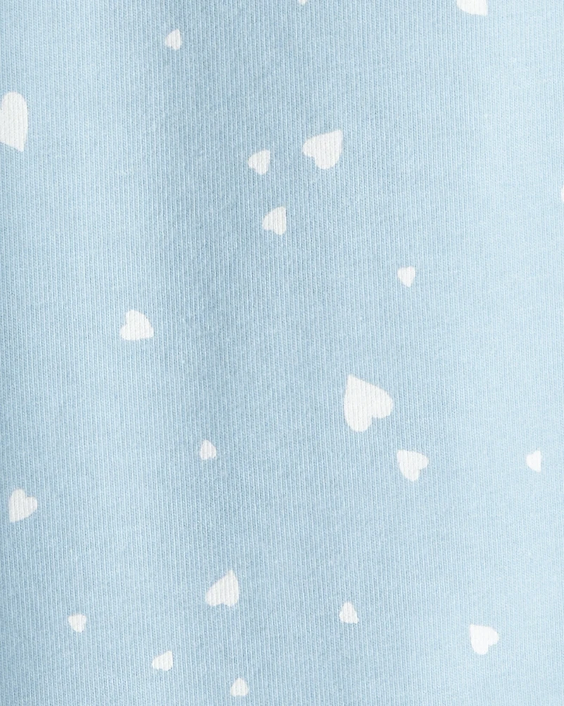 Girls Heart Print Pull-On Stretch Leggings - Blue