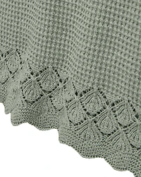 Kid 2-Piece Pointelle Sweater Crochet Knit Tank & Skirt Set - Green