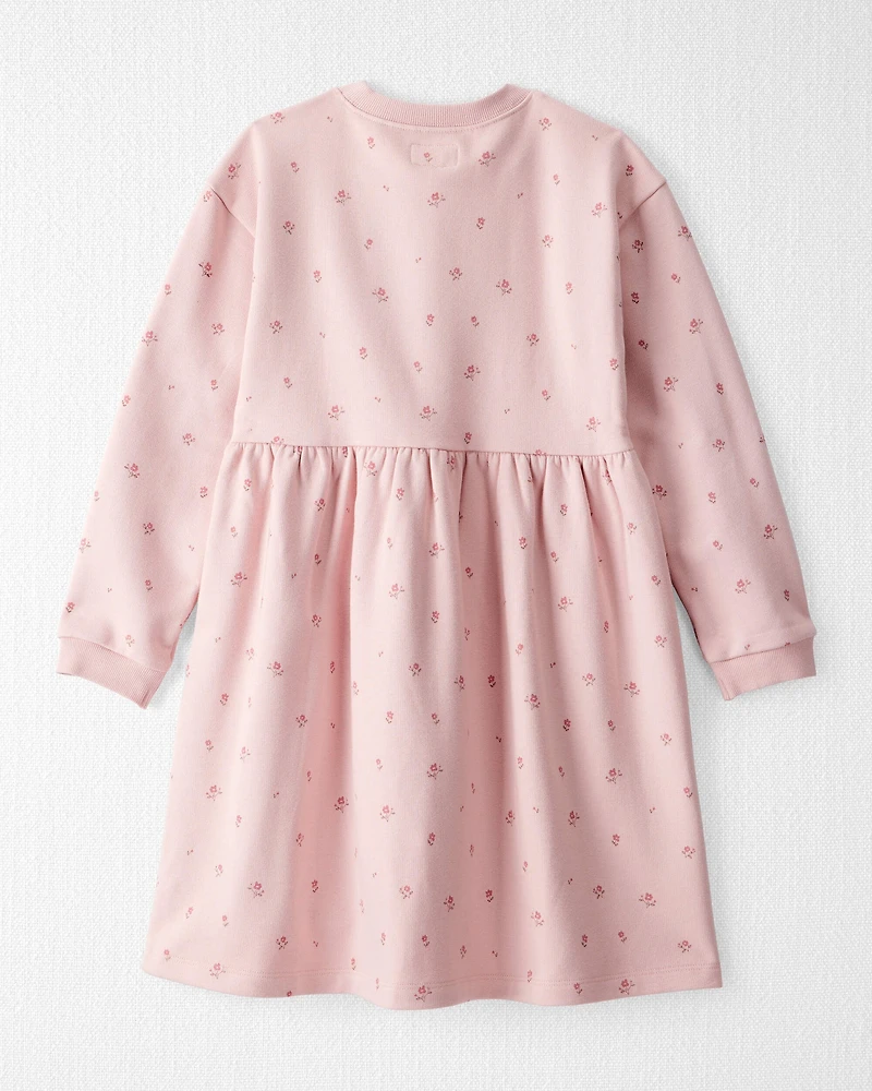 Girls French Terry Dress Made with Organic Cotton Blush Petals Print