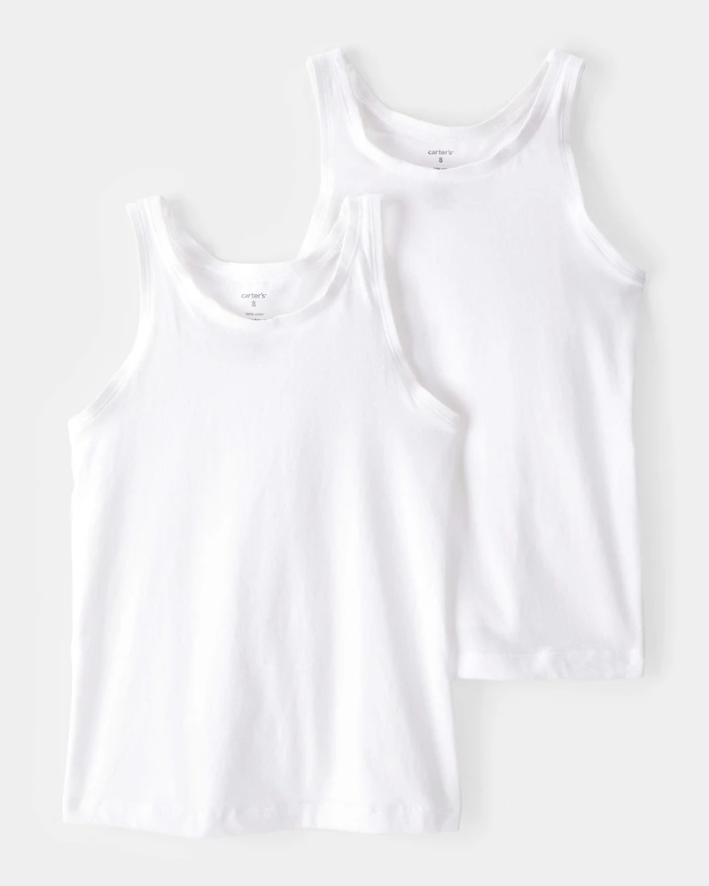 Girls 2-Pack Tank Undershirts - White