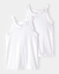 Girls 2-Pack Tank Undershirts - White