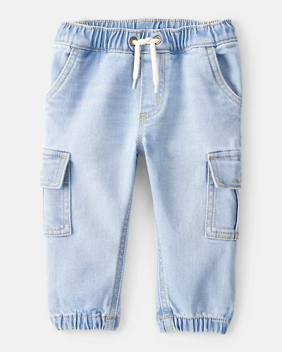 Baby Boy Mid-Rise Denim Cargo Joggers - Rain Wash