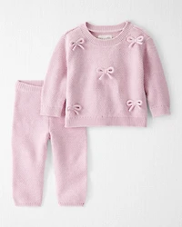 Baby Girl 2-Piece Organic Cotton Bow Sweater Knit Set