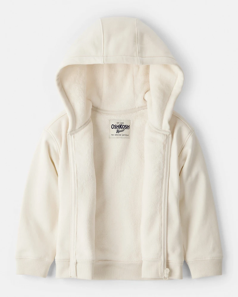 Toddler Girl Hooded Zip-Up Jacket - Cream